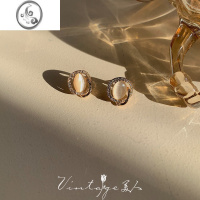 JiMi「私藏月亮湖」法式温柔精致百搭日常高级感镶钻猫眼石耳钉/耳夹