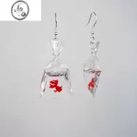 JiMi一袋幸运的小金鱼耳环原创耳饰夏季百搭耳钉耳坠创意动物耳夹