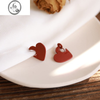 JiMi红色爱心无痛耳饰蚊香盘耳夹复古港味夹耳式耳环新款无耳洞新年女