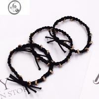 JiMi新款韩版简约带钻轻奢发绳ins复古两用皮筋扎马尾头发头绳编织女