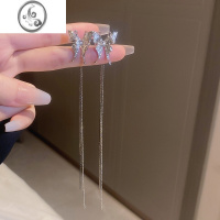 JiMi长款蝴蝶流苏耳夹女无耳洞设计耳骨夹饰品耳钉小众高级感耳环耳饰