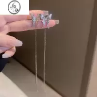 JiMi长款蝴蝶流苏耳夹女无耳洞设计耳骨夹饰品耳钉小众高级感耳环耳饰