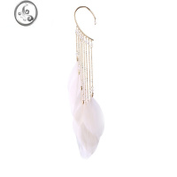 JiMi夸张长款耳骨夹气质女无耳洞耳夹网红度假耳环超仙羽毛流苏耳挂