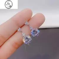 JiMi仿锆石耳环S925银银耳针耳钉耳饰吊坠超闪显气质法式优雅轻奢耳夹