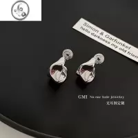 JiMiGMI银色不规则金属蚊香盘耳夹女小众独特耳环冷淡风无耳洞耳骨夹