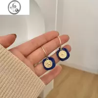 JiMi十里间[湛蓝~有耳夹]气质少女蚊香盘耳环百搭长款古币银针耳钉