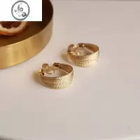 JiMi欧美金属风蚊香盘耳夹 无耳洞女圆圈耳饰 高级感圆环金色大圈耳环