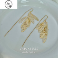 JiMi「假面舞会」显瘦方圆脸蚊香盘耳夹无耳洞耳饰女长款流苏拍照耳环