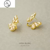 JiMi绝美仙气锆石错落蝴蝶复古轻奢耳饰无耳洞女蚊香盘耳夹高级百搭