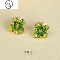 JiMi茉香青柠水晶花花清新仙气蚊香盘耳夹耳饰无耳洞女轻奢春夏高级感