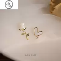JiMi贝母玫瑰花耳夹无耳洞女爱心蚊香盘高级感小众复古不对称vintage