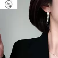 JiMi长款流苏蚊香盘耳夹无耳洞女假显脸小无痛耳饰夹款法式气质链条