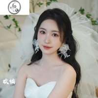 JiMi2023新款新娘婚纱耳环耳夹结婚写真跟妆造型婚纱礼服配饰高级感