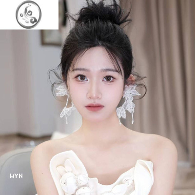 JiMi2023新款新娘结婚婚纱耳环大气水晶新娘耳夹婚纱礼服高级耳饰