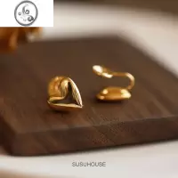 JiMi小巧爱心蚊香盘耳夹无耳洞女高级感耳钉金色复古无痛耳饰通勤新款