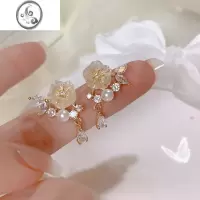 JiMi玫瑰花朵耳环2022年新款潮小众设计感高级耳钉女银银气质耳饰耳夹