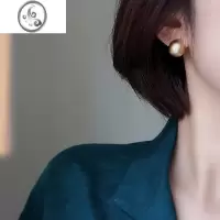 JiMi高级感哑光金球蚊香盘耳夹无耳洞女冷淡风耳饰金属耳环feve_r同款