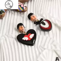 JiMi喜欢童话,是因为把它当成了童年.手绘手工不对称童趣耳环耳夹油画