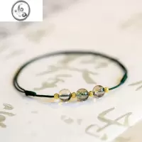 JiMi绿幽灵水晶脚链女红绳链珠简约细手工编森系闺蜜一对