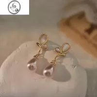 JiMi耳夹女无痛轻奢贝壳蝴蝶耳环小众设计优雅珍珠耳坠高级感气质耳饰