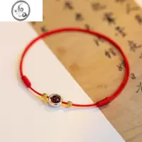 JiMi2023新款红绳脚链女银银情侣石榴石珠纳福细脚绳高级感不掉色
