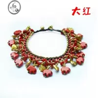 JiMi哈饰伦原民族风手链女复古编织松石手串少数民族古风装饰儿童脚链