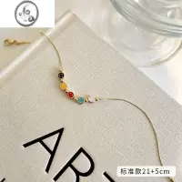 JiMi彩色笑脸脚链女2023新款潮金高级感足链夏性感加长钛钢不掉色