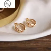JiMi哑金耳圈无耳洞耳夹女蚊香盘耳夹金属高级感无痛耳饰复古轻奢耳环
