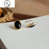 JiMi复古黑色蚊香盘耳夹无耳洞气质简约春夏款耳饰无痛硅胶高级感法式