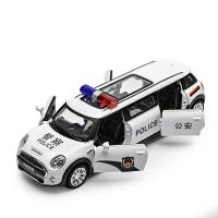 汽车模型合金玩具警察特警救护车声光回力开儿童玩具模型金属合金车模型 加长迷你警车