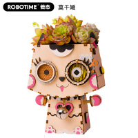 若态3d立体拼图木质创意花盆多肉花diy手工拼装模型儿童拼插积木玩具 盆之物语5全套 盆之物语 FT731莫千媛