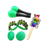 塑料沙锤哄娃神器儿童手抓握摇铃响棒婴儿早教玩具听视力视觉训练奥尔夫乐器特惠 绿色听力启蒙7件套