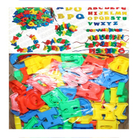 袋装积木拼插袋装雪花片儿童桌面早教训练幼儿园活动玩具开学活动小礼品 字母串线约70个