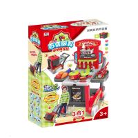 儿童过家家厨房玩具套装一体仿真厨具做饭宝宝女童女孩子公主小孩 红色百变厨具收纳推车台