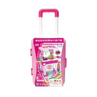 儿童过家家厨房玩具套装仿真厨具做饭3-6周岁宝宝女孩子煮饭男孩 粉色厨房拉杆箱卡纸装