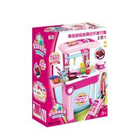 儿童过家家厨房玩具套装仿真厨具做饭3-6周岁宝宝女孩子煮饭男孩 粉色厨房拉杆箱彩盒装