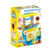 儿童过家家厨房玩具套装仿真厨具做饭3-6周岁宝宝女孩子煮饭男孩 黄色厨房拉杆箱彩盒装
