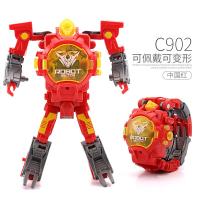 儿童变形电子手表金刚玩具学生创意卡通变身机器人手表男生男孩 变形手表[高档礼盒装]红+送投影手表