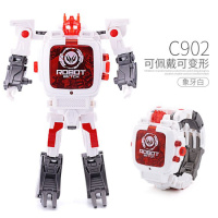 儿童变形电子手表金刚玩具学生创意卡通变身机器人手表男生男孩 变形手表【高档礼盒装】白+送投影手表