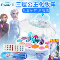公主儿童化妆品冰雪奇缘彩妆盒套装女孩玩具化妆车 冰雪奇缘2水晶化妆车送皇冠