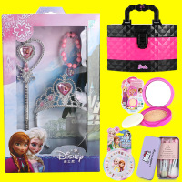 芭比公主彩妆盒 女孩化妆盒 宝宝玩具套装舞会 演出过家家玩具 芭比手提箱送皇冠+粉饼+化妆刷+美甲贴