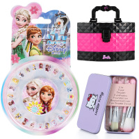 芭比儿童化妆品公主彩妆盒手提箱套装女孩娃娃指甲油生日表演 时尚套装