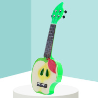 尤克里里初学者儿童仿真小吉他玩具可弹奏音乐琴男孩女孩乐器宝宝 苹果吉他-绿色[送教程+拨片+背带]