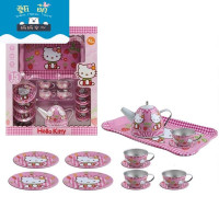 小猪仿真茶壶茶杯茶具儿童kitty女孩厨房过家家玩具套装 (14件)hellokitty-粉红