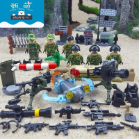 拼装积木军事小人仔偶二战部队士兵人八路军日军兼容乐高玩具 海豹突击队6款