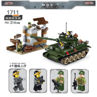 启蒙积木军事战地系列坦克战车模型6男孩子拼装玩具7-8-12岁 坦克反攻战[送3礼]