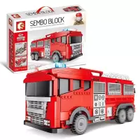 森宝603063消防车国产原创积木男孩子送礼玩具拼装积木