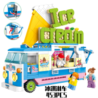 森宝街景系列美食街冰淇淋车热狗车拼装积木玩具601300/601301 冰淇淋车453片(601300)