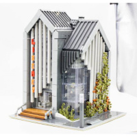 兼容乐高积木现代图书馆带电机moc大师作品肉包哲高街景王牌