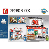 森宝日式和风小吃街系列街景601069-74街景积木小酒馆铁板烧旅店 601070蟹食店